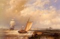 アブラハム・ハルク・シニアのボートの海景を越えて船で海へ向かうオランダのピンク